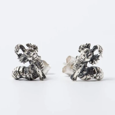 Labyrinth Worm Silver Earrings